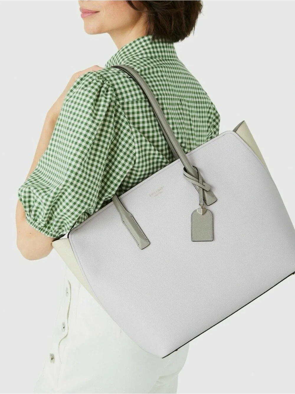 kate spade Pale Pink, Gray & Cream Leather Tote